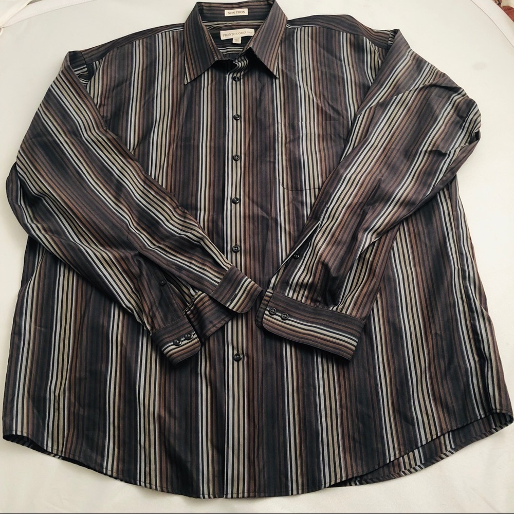 Pronto Uomo brown striped button down shirt 3XLT